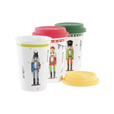 Caneca de Porcelana “Quebra-Nozes” c/ Tampa – 9,5 × 9,5 × 14 cm | 3 modelos