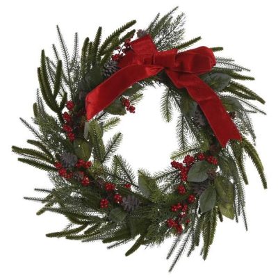 Coroa de Natal com Laço Bordô