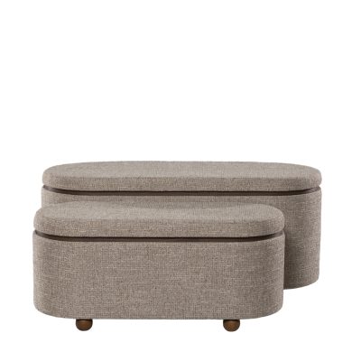 Banqueta Baú Oval Beige — Narrativa de Espaços