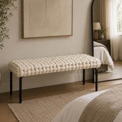 Banqueta em Tecido Entrançado | Design Contemporâneo