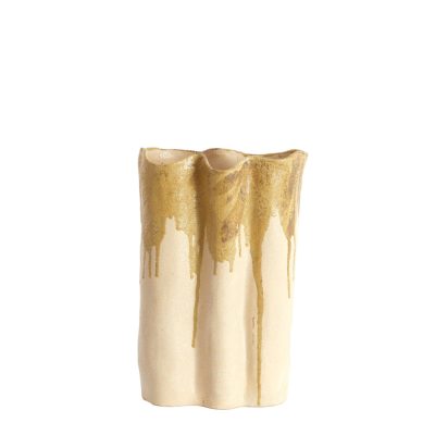 Jarrão Cerâmico FLOVILLA Creme e Verde Oliva 40 cm