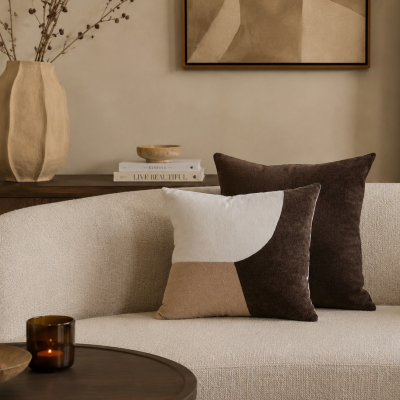 Almofada Castanha e Creme ELITE 45x45 cm | Light & Living