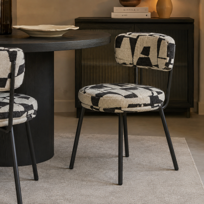 Cadeira de Jantar HARVIE Creme e Preta | Light & Living
