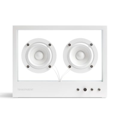 Coluna de som design Coluna de som Transparent Small Speaker — Branco — frente — Narrativa de Espaços