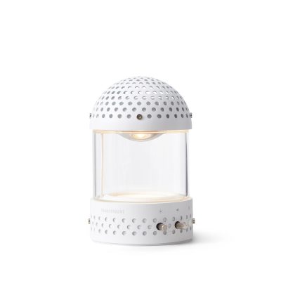 Candeeiro e coluna portátil Transparent Light Speaker — Branco — vista lateral — Narrativa de Espaços