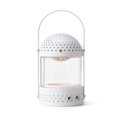 Candeeiro coluna bluetooth Candeeiro e coluna portátil Transparent Light Speaker — Branco — frente — Narrativa de Espaços